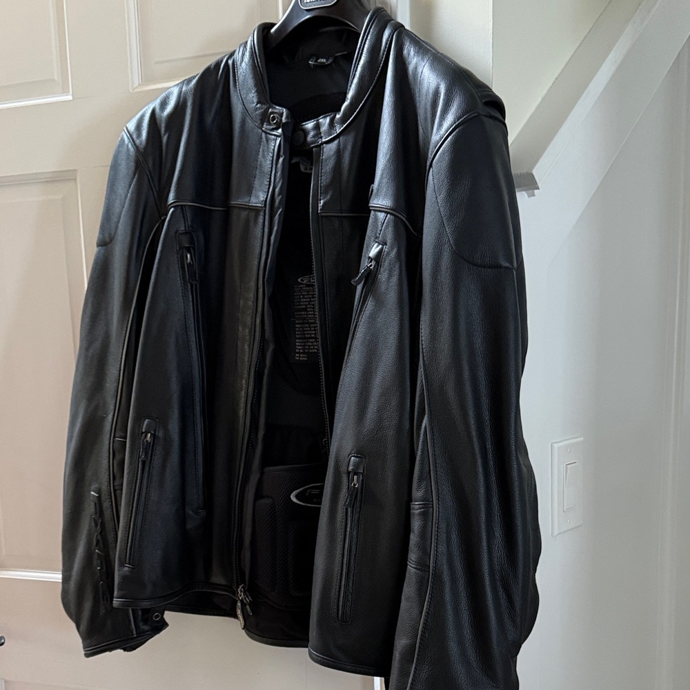 Men's Black Leather Harley Davidson Jacket with Armor Liner